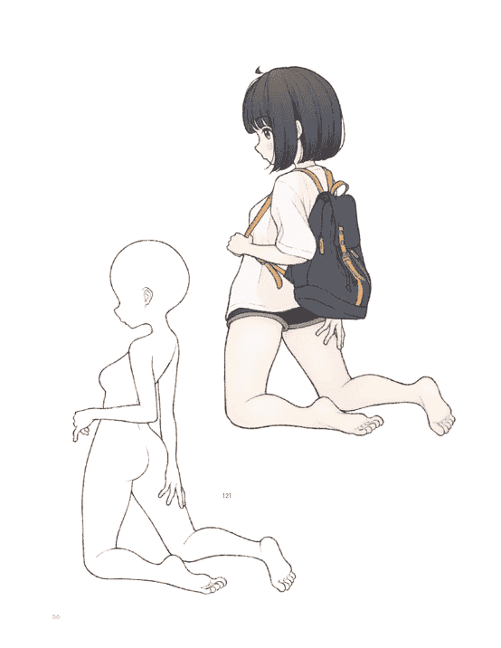 [已完成]川口一沙的女孩插画姿势集自然可爱的日常姿势350[176P]
