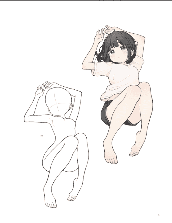 [已完成]川口一沙的女孩插画姿势集自然可爱的日常姿势350[176P]