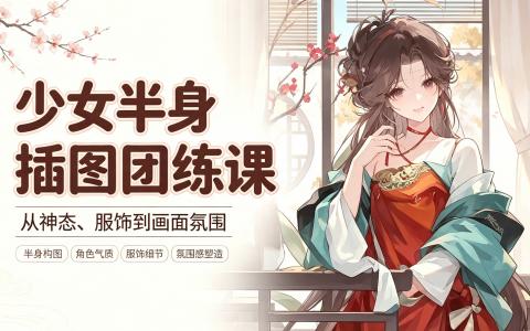 [课程]少女半身插图团练课[高清画质]